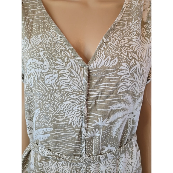 Desmond & Dempsey H&M Linen Blend Belted Tropical Dress XS Resort - Picture 5 of 8